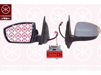 Exterior Mirror, Number of pins: 12, Left, for electric mirror adjustment, Electronically foldable, with memory, with reading light, Heatable, w/primer, Aspherical