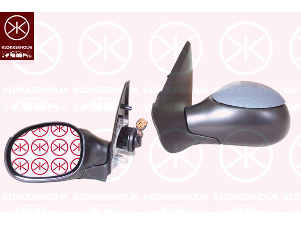 Exterior Mirror, Left, for electric mirror adjustment, Electronically foldable, Connector Shape: rectangular, Heatable, w/primer, Aspherical
