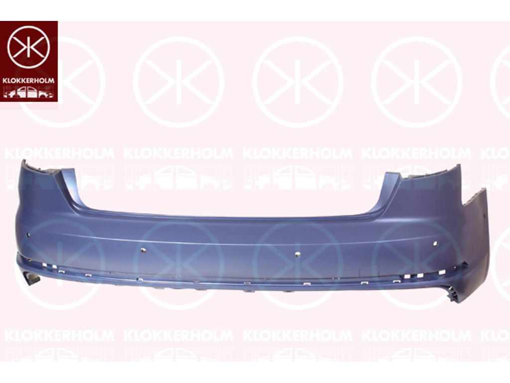 Bumper, w/primer, with hole(s) for park assist (parallel parking), S-LINE, Rear, Number of bores: 6