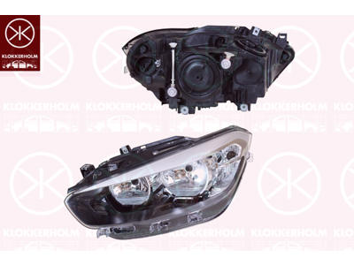 Headlight, Left, H7/H7, with daytime running light (LED), with motor for headlamp levelling