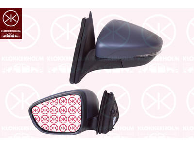 Exterior Mirror, Left, Electronically foldable, Number of pins: 10, with reading light, with indicator, Heatable, Convex, w/primer