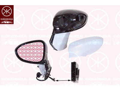 Exterior Mirror, Left, for electric mirror adjustment, Number of pins: 5, Heatable, Aspherical, w/primer