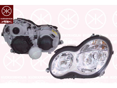 Headlight, H7/H7, with motor for headlamp levelling, AL, Left, Illuminance [lx]: 25