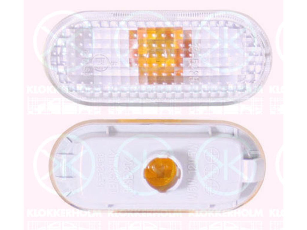 Blinker, utan lamphållare, vit, sidoinstallation, Glödlampsfärg: vit