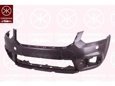 Bumper, Front, Smooth, grey, with hole(s) for washer nozzle