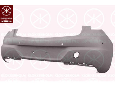 Bumper, w/primer, with hole(s) for park assist (parallel parking), Rear, Number of bores: 4