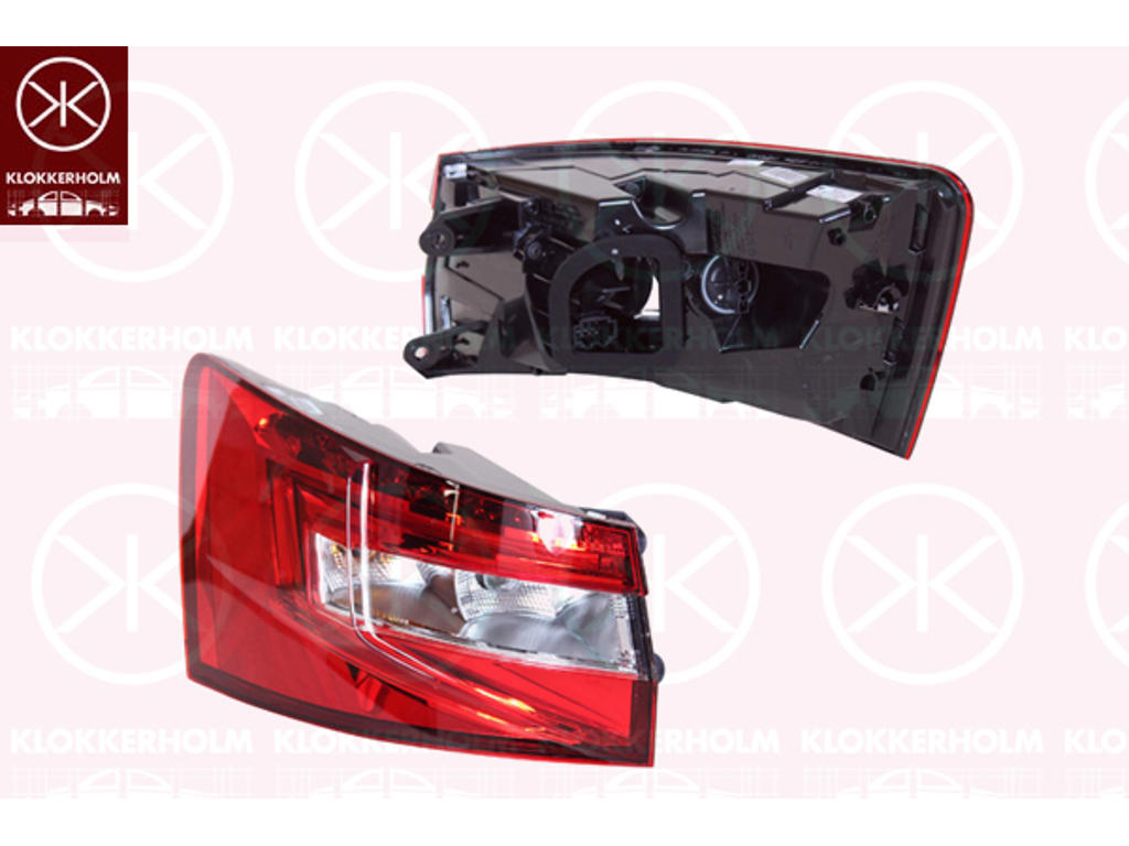 Lampa tylna zespolona, z prawej, Czesc zewnetrzna, LED, Kolor obudowy: czerwony, z uchwytem zarówki, P21W, PY21W, Varroc