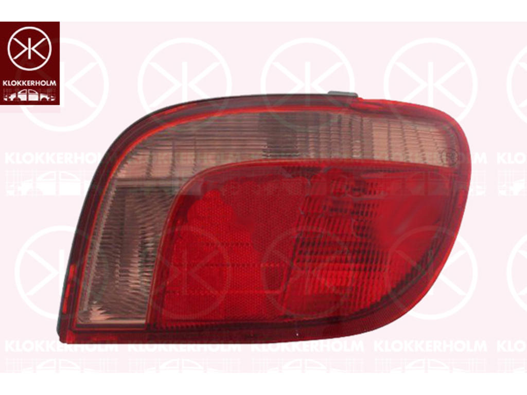 Tail Light Assembly, with bulb holder, Koito type, white/red, Right