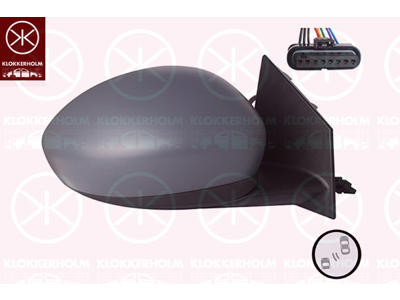 Exterior Mirror, for vehicles with blind spot assistant, Right, for electric mirror adjustment, Heatable, with temperature sensor, Number of pins: 8, w/primer, Convex