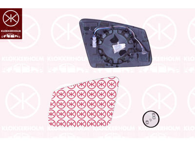 Mirror Glass, exterior mirror, Left, Heatable blind spot mirror, Number of pins: 5, Aspherical
