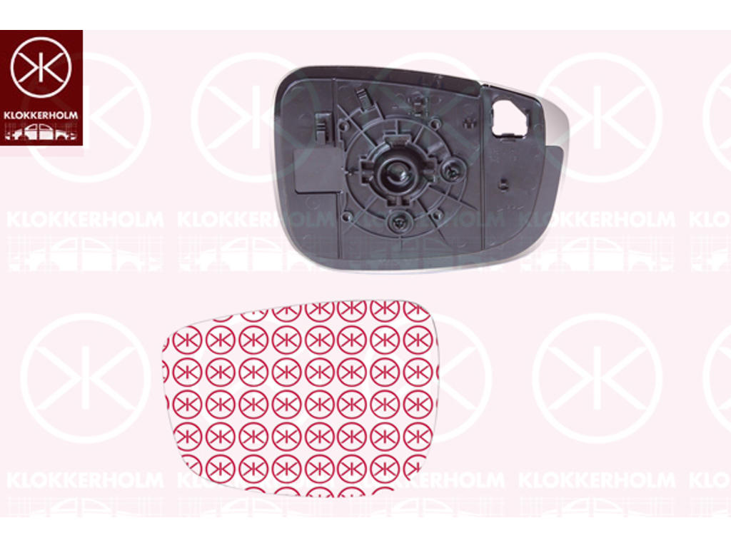 Mirror Glass, exterior mirror, Right, Number of pins: 2, Convex