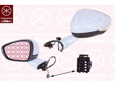Exterior Mirror, Left, for electric mirror adjustment, Number of pins: 6, with indicator, Heatable, w/primer, Convex