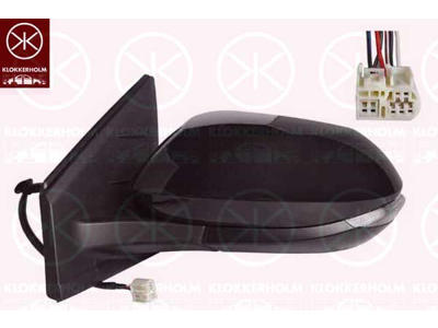 Utv.spegel, Vänster, för el. spegelinställning, med blinkljus, uppvärmbar, konvex, m/grundlack, Antal stickkontakter: 6