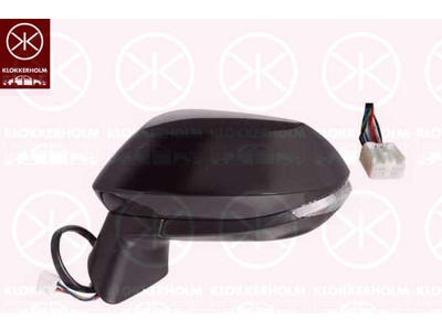 Exterior Mirror, Left, Electronically foldable, Number of pins: 8, with indicator, Heatable, Convex, w/primer