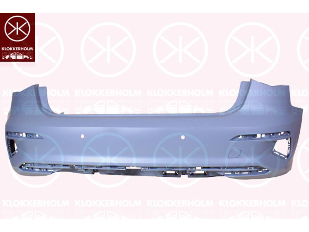 Bumper, w/primer, 5-drs, Rear, with hole(s) for park distance control, Number of bores: 2
