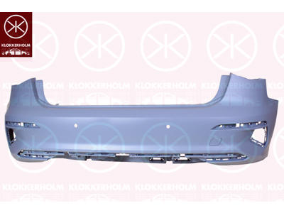 Bumper, w/primer, 5-drs, Rear, with hole(s) for park distance control, Number of bores: 2
