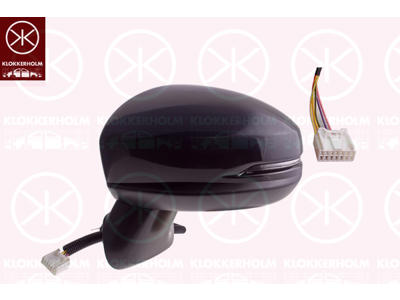 Exterior Mirror, Right, for electric mirror adjustment, Number of pins: 5, with indicator (LED), w/primer, Heatable, Convex