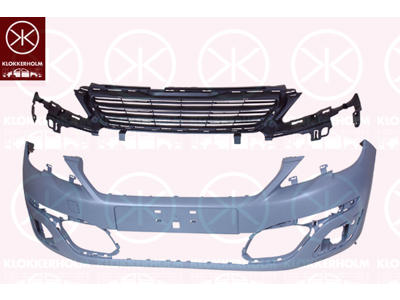 Bumper, w/primer, Front, with hole(s) for fog lights