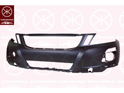 Bumper, Front, black, with hole(s) for fog lights