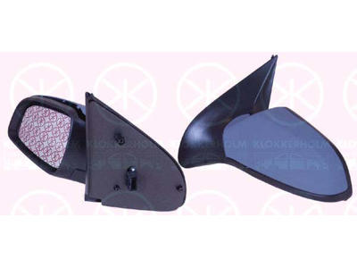 Exterior Mirror, w/primer, for electric mirror adjustment, Aspherical, Heatable, Left, Connector Shape: angular, Number of pins: 5