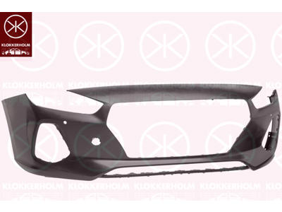 Bumper, Front, with hole(s) for park distance control, Smooth, black