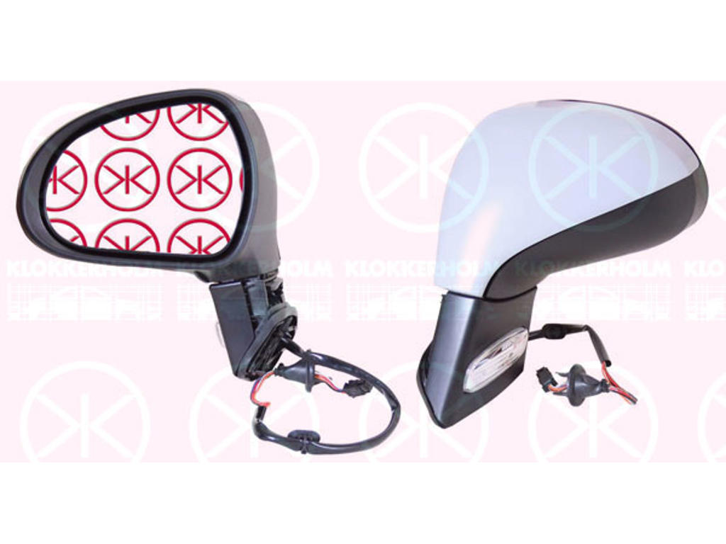 Exterior Mirror, w/primer, with indicator, for electric mirror adjustment, Convex, Heatable, Right