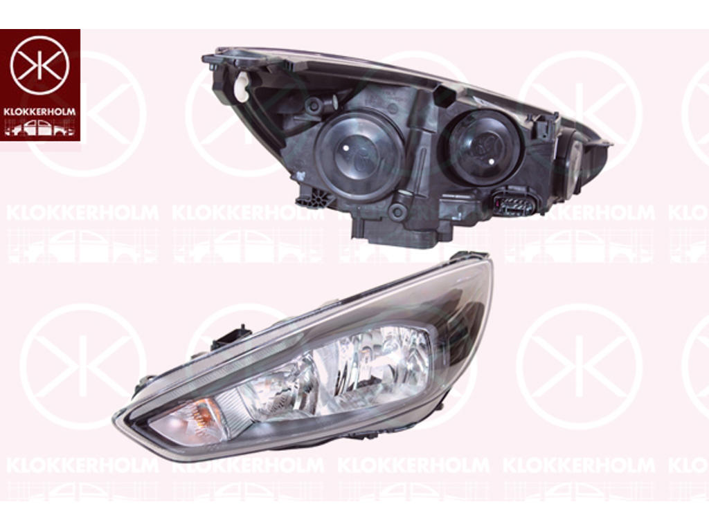 Headlight, Right, Illuminance [lx]: 17.5, H7/H1, with daytime running light (LED), Housing Colour: black, with motor for headlamp levelling, Varroc