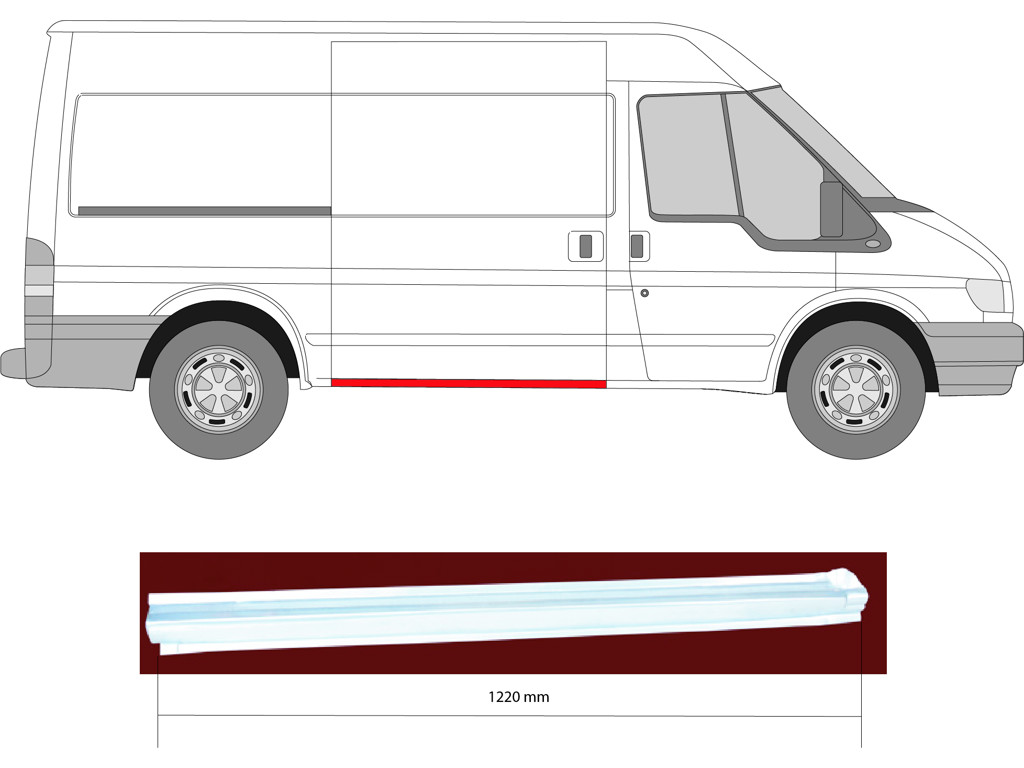 Quarter Panel, Right, for vehicles with sliding door, Lateral Panel, Lower Section, Length [cm]: 122, Height [cm]: 10