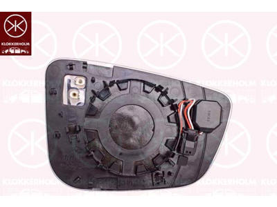 Mirror Glass, exterior mirror, Left, for vehicles with lane keeping assist, Number of pins: 4, Heatable, Aspherical