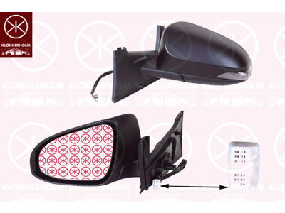 Exterior Mirror, Left, for electric mirror adjustment, Electronically foldable, Number of pins: 9, with indicator, Heatable, Convex, w/primer