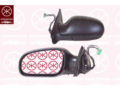 Exterior Mirror, Right, for electric mirror adjustment, with reading light, Heatable, w/primer, Convex