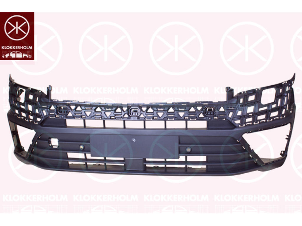 Bumper, Front, with hole(s) for washer nozzle, Lower Section, with hole(s) for park distance control, black