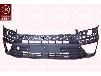 Bumper, Front, with hole(s) for washer nozzle, Lower Section, with hole(s) for park distance control, black
