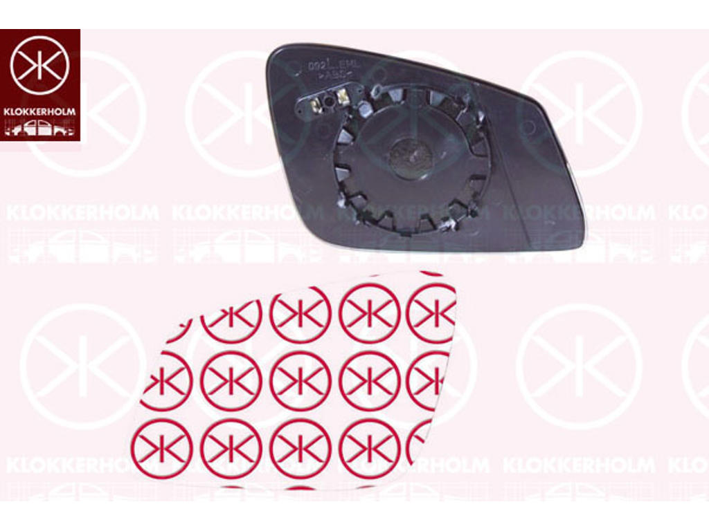 Mirror Glass, exterior mirror, Aspherical, Right, Heatable, Number of pins: 2