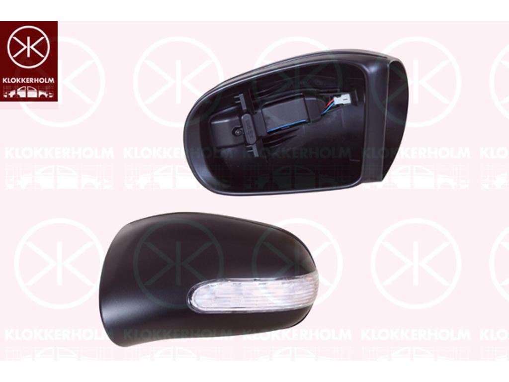 Housing, exterior mirror, w/primer, with indicator, Right