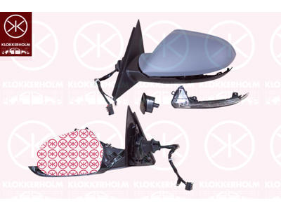 Exterior Mirror, Left, Number of pins: 16, for electric mirror adjustment, Number of pins: 2, Electronically foldable, with memory, for vehicles with lane keeping assist, without automatic dimming, Heatable, Aspherical, w/primer