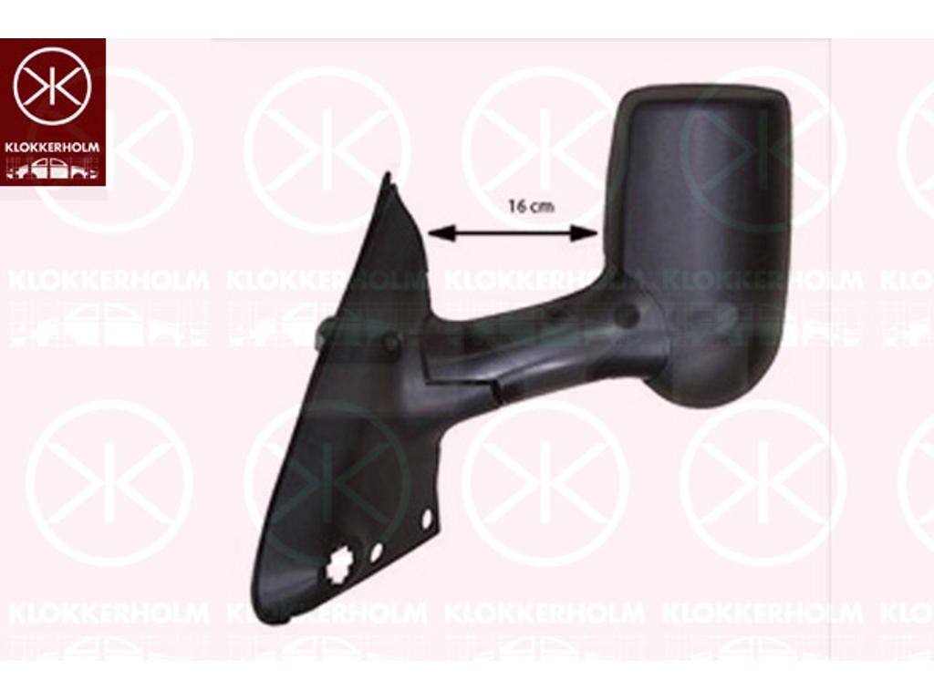 Exterior Mirror, Left, for electric mirror adjustment, Long mirror arm, Length [cm]: 16, Number of pins: 5, Heatable, Convex