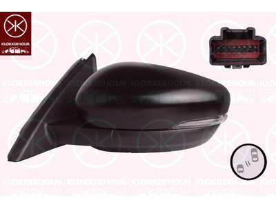 Exterior Mirror, Left, Heatable blind spot mirror, Electronically foldable, with memory, Number of pins: 15, with reading light, w/primer, Convex, Complete Mirror