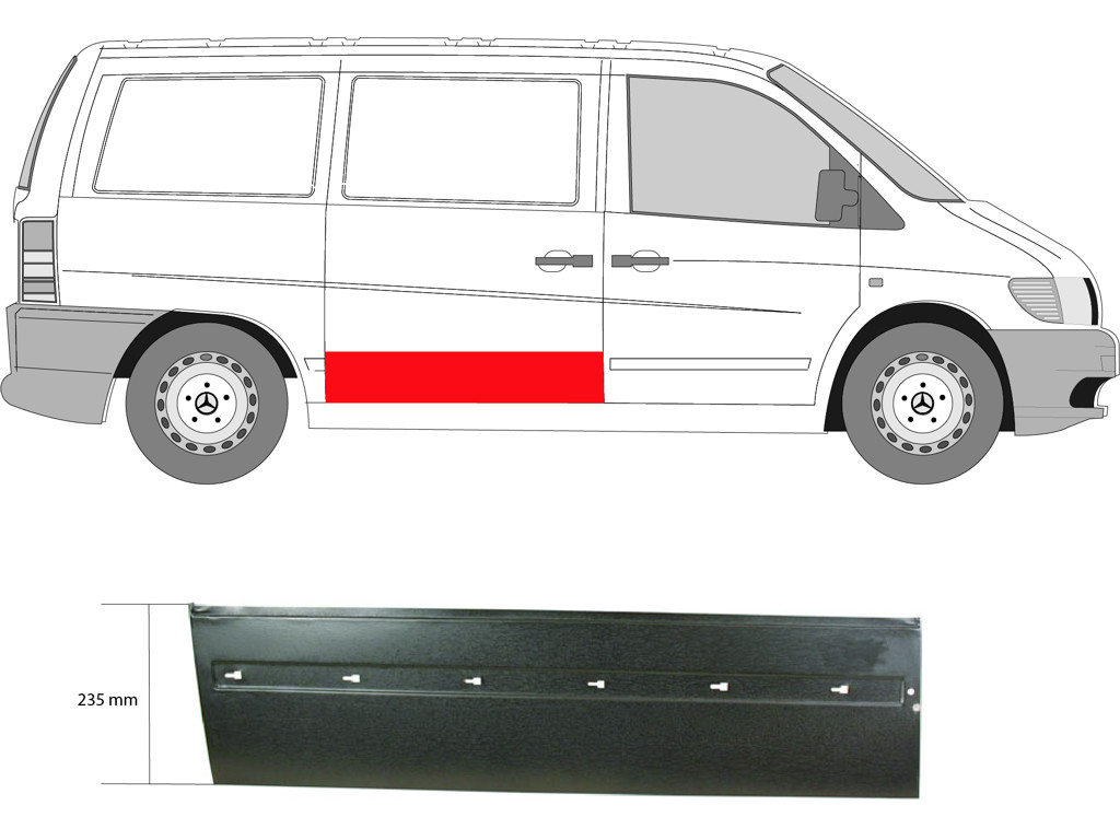 Door, body, Height [cm]: 23.5, lateral installation, Right, Repair Panel, Lower Section