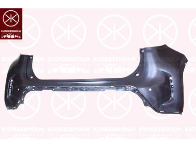 Bumper, Rear, black, with hole(s) for park distance control, Upper section