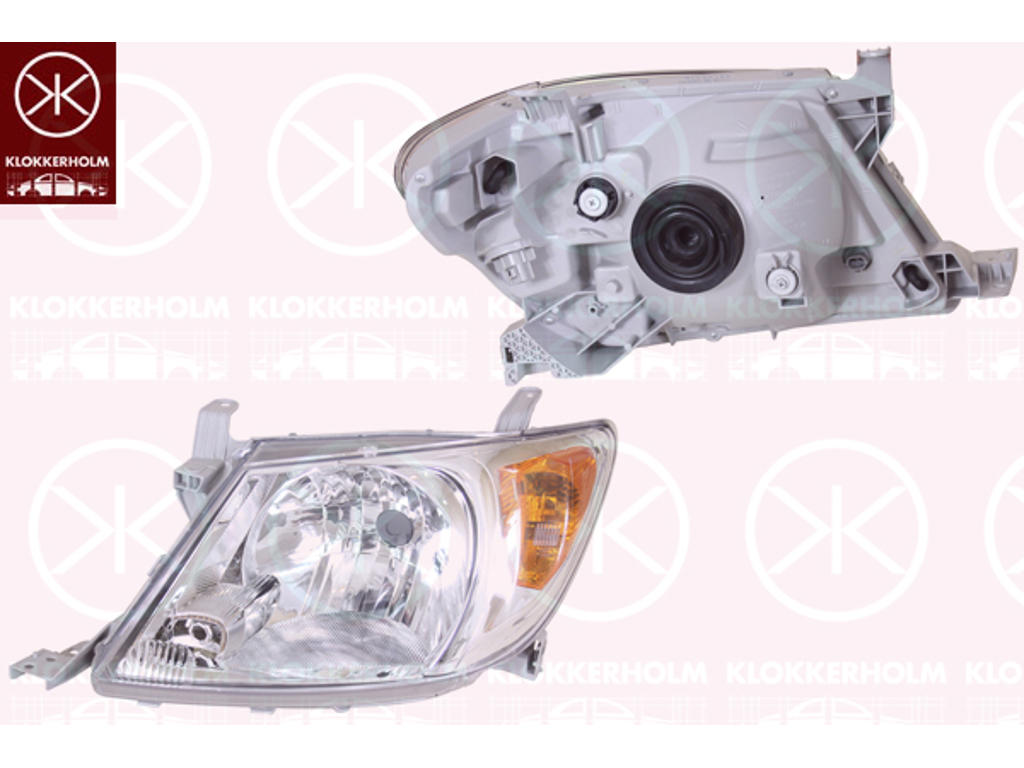 Headlight, H4, without motor for headlamp levelling, Right, Illuminance [lx]: 37.5, Indicator Colour: yellow