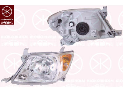 Headlight, H4, without motor for headlamp levelling, Right, Illuminance [lx]: 37.5, Indicator Colour: yellow