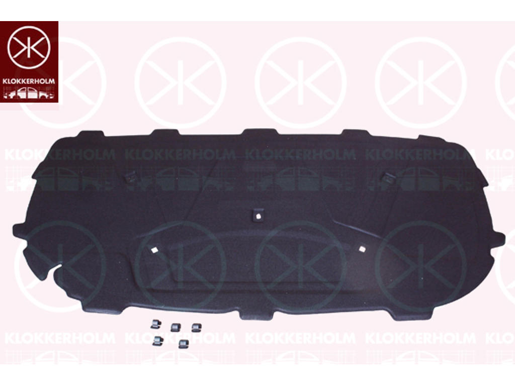 Motorrumsisolation, midterste del, Monteringsside: Motorhjelm