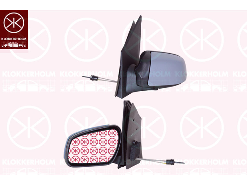 Exterior Mirror, Right, Control: cable pull, w/primer, Convex