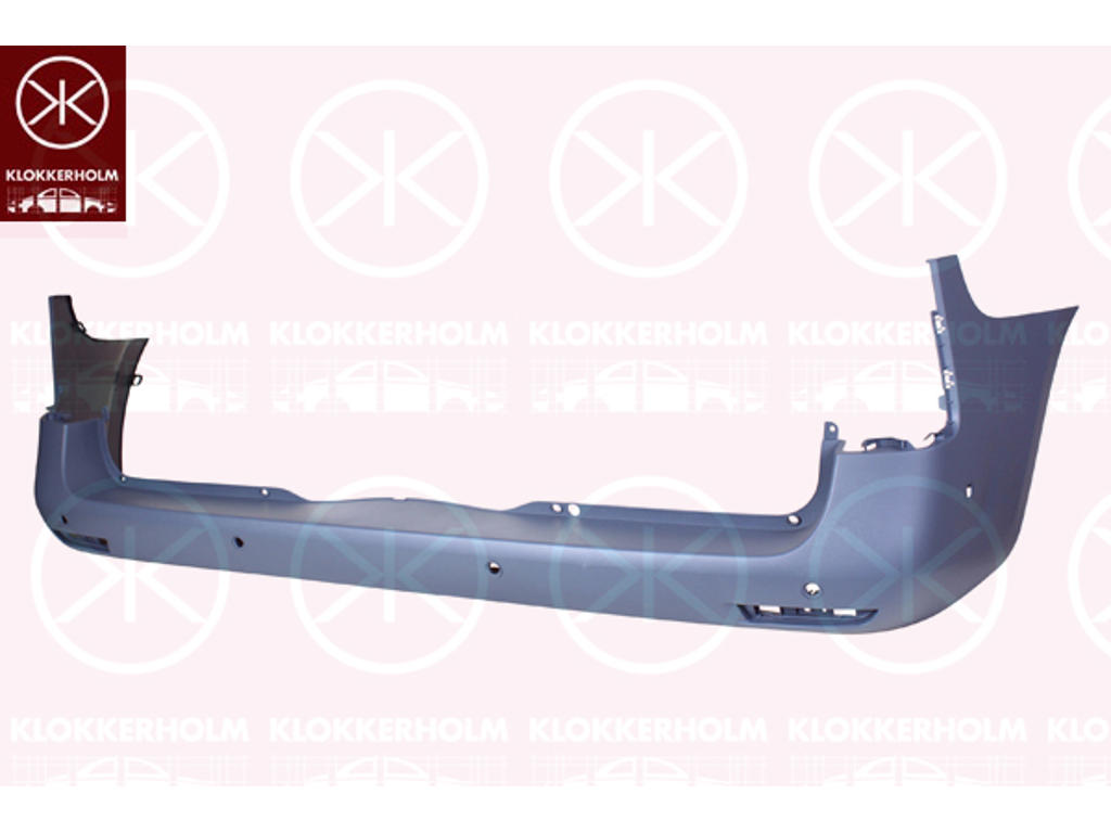 Bumper, w/primer, with hole(s) for park assist (parallel parking), Rear, Wheelbase: short wheelbase
