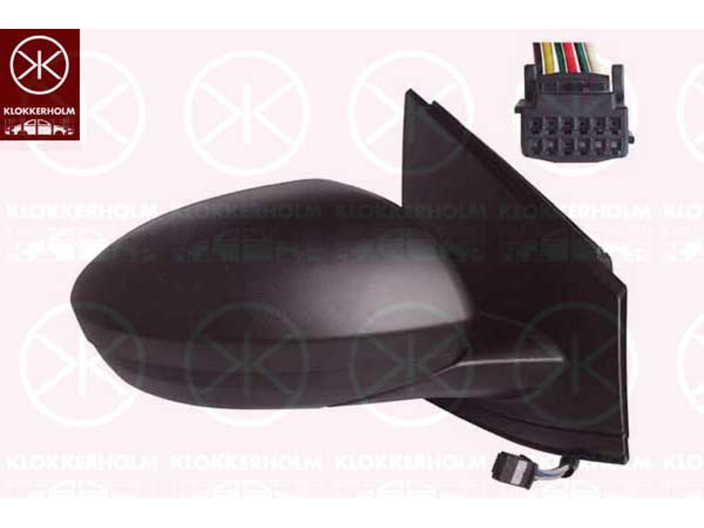 Exterior Mirror, Right, for electric mirror adjustment, Number of pins: 7, with temperature sensor, Heatable, Convex, w/primer