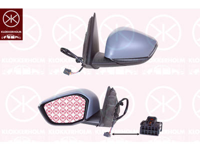 Exterior Mirror, with indicator (LED), Left, for electric mirror adjustment, Number of pins: 6, Heatable, Partial primed, Convex