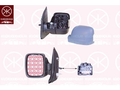 Exterior Mirror, Left, Electronically foldable, with indicator, Number of pins: 10, w/primer, Heatable, Convex
