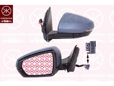 Exterior Mirror, Aspherical, Left, Electronically foldable, Number of pins: 8, Heatable, with indicator, w/primer