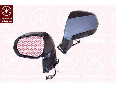 Exterior Mirror, Left, for electric mirror adjustment, Electronically foldable, with reading light, Number of pins: 9, Heatable, w/primer, Partial primed, Convex